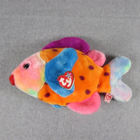 Beanie Babies TY Lips The Fish Rainbow Plush Toy - Picture 5 of 13